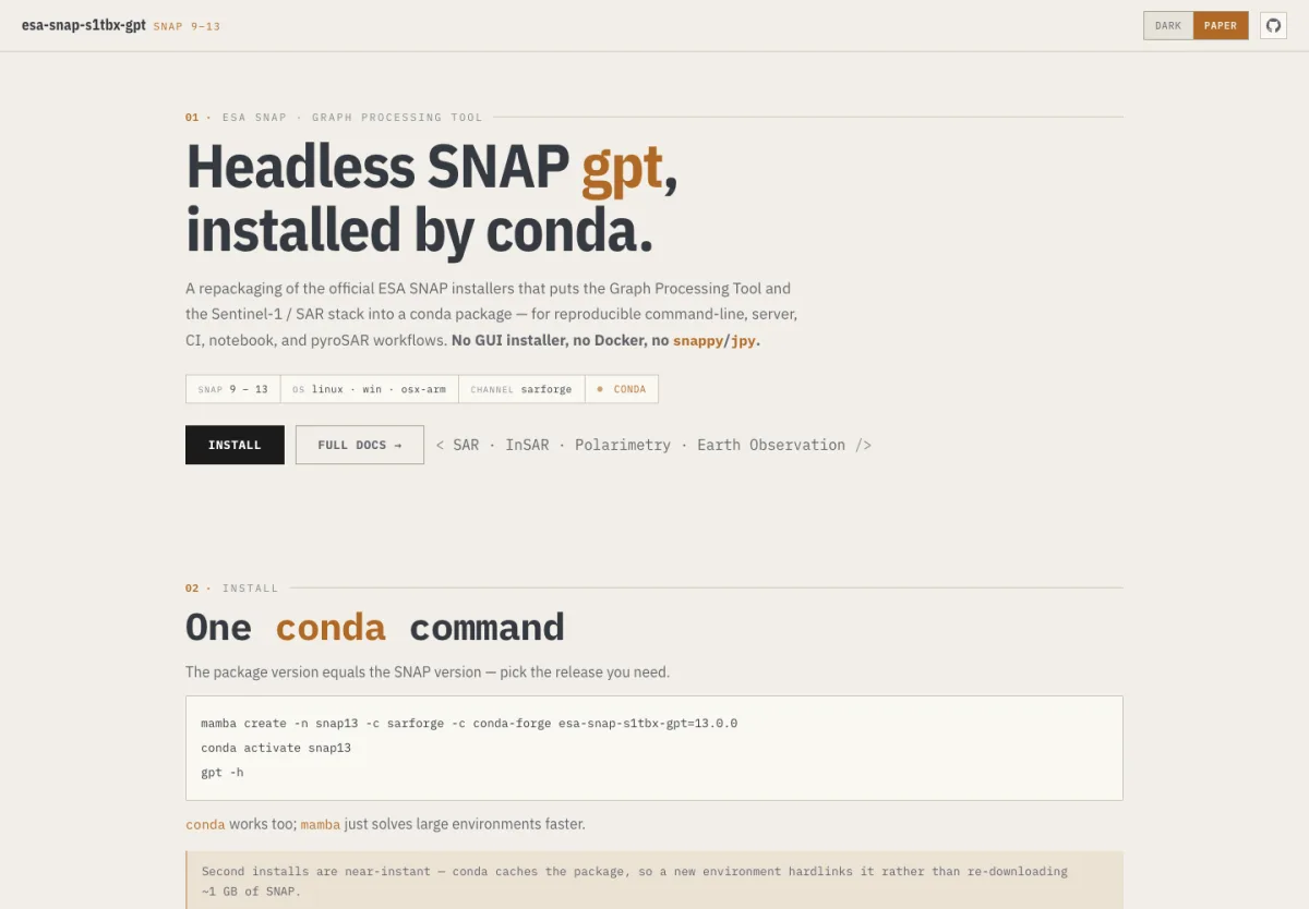 ESA SNAP GPT for Conda documentation page